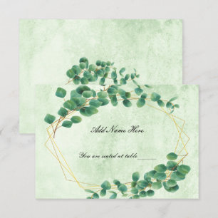 Geometric Greenery Eucalyptus Löv Place Card OSA Kort