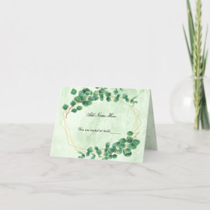 Geometric Greenery Eucalyptus Löv Place Card Tack Kort