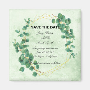 Geometric Greenery Eucalyptus Löv Save the Date Magnet