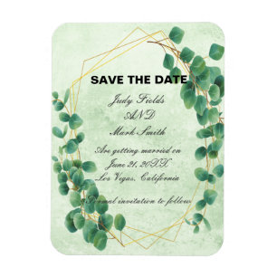 Geometric Greenery Eucalyptus Löv Save the Date Magnet