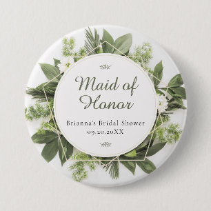 Geometric Greenery Foliage Ram Brudens sida Roll Knapp