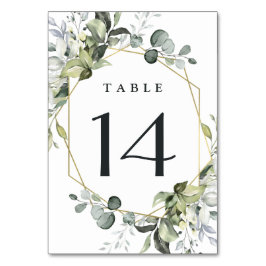 Geometric Greenery Modern Guld Succulent Bröllop Bordsnummer