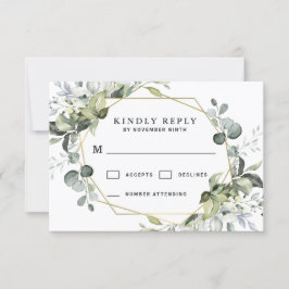 Geometric Greenery Modern Guld Succulent Bröllop OSA Kort