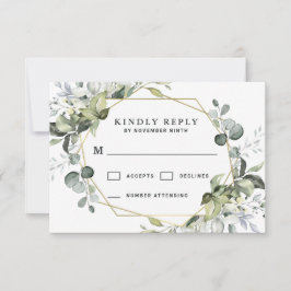 Geometric Greenery Modern Guld Succulent Bröllop OSA Kort