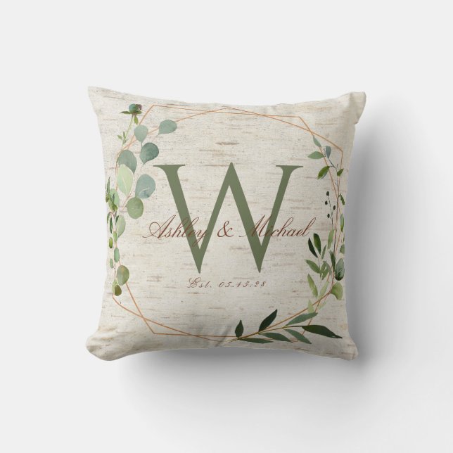 Geometric Greenery Monogram Keepsaky Kudde (Framsida)