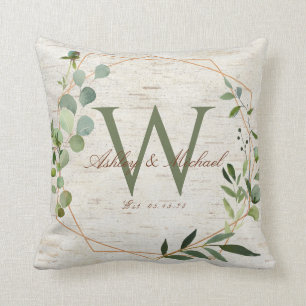 Geometric Greenery Monogram Keepsaky Kudde