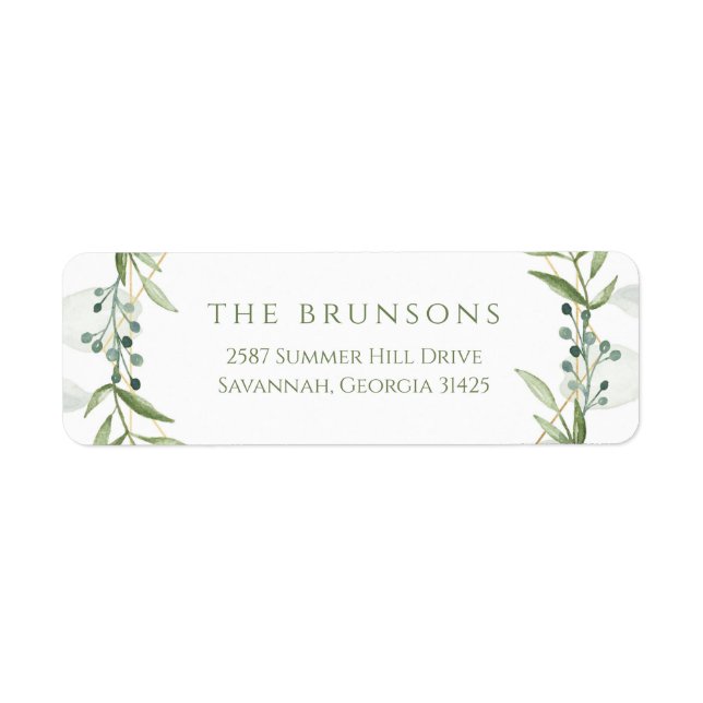Geometric Greenery Returadress Etikett (Framsidan)