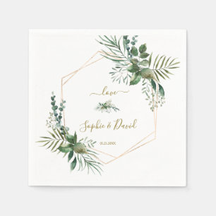 Geometric Greenery Ro i Guld Pappersservett