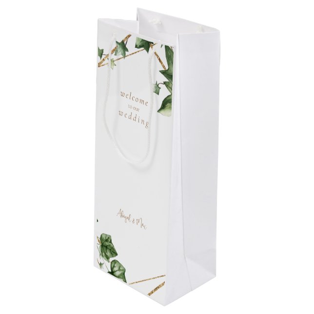 Geometric Greenery Välkommen till vår Bröllop-Anpa (Framsidan Vinklad)