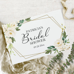 Geometric Greenery White Blommigt Möhippa Gästböcker