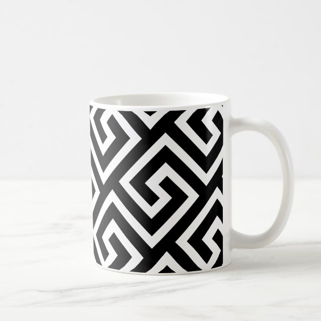 Geometric Grekiska Nyckel Mönster Kaffemugg (Höger)