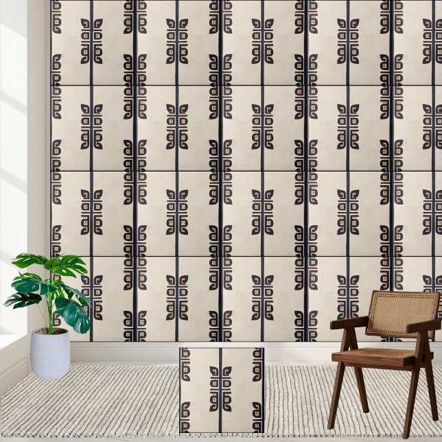 Geometric Grekiska Nyckel Mönster Tile Kakelplatta (Geometric Greek Key Pattern Tile)