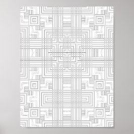 Geometric Grid Coloring Page Circuit Style Design Poster