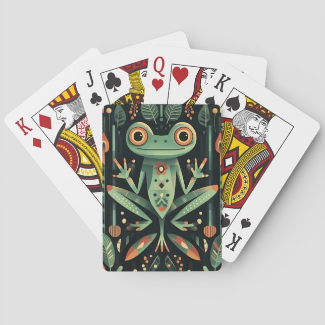 Geometric Grönt Frog Illustration Casinokort (Baksidan)