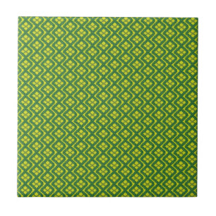 Geometric Grönt Garland Squares helgdag mönster Kakelplatta