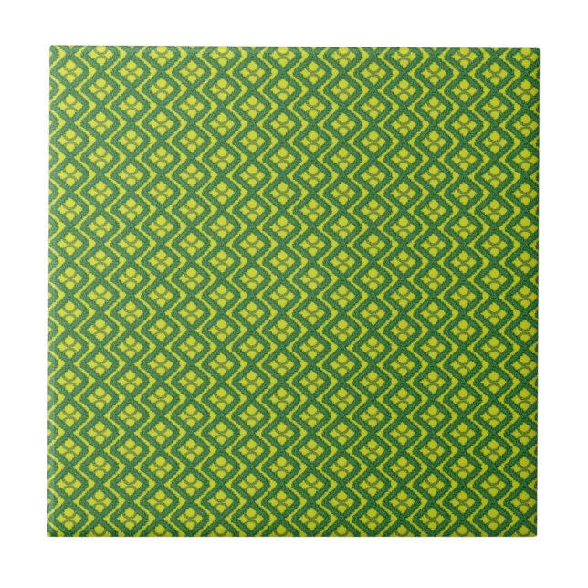 Geometric Grönt Garland Squares helgdag mönster Kakelplatta (Framsidan)