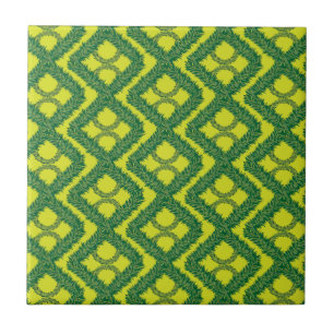 Geometric Grönt Garland Squares helgdag mönster Kakelplatta