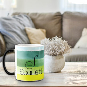 Geometric grönt namn brev kaffe mugg