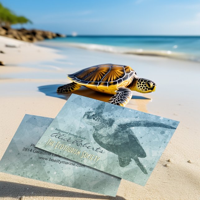 Geometric Grönt Sea Turtle | Ekologiska riktlinjer Visitkort (Skapare uppladdad)
