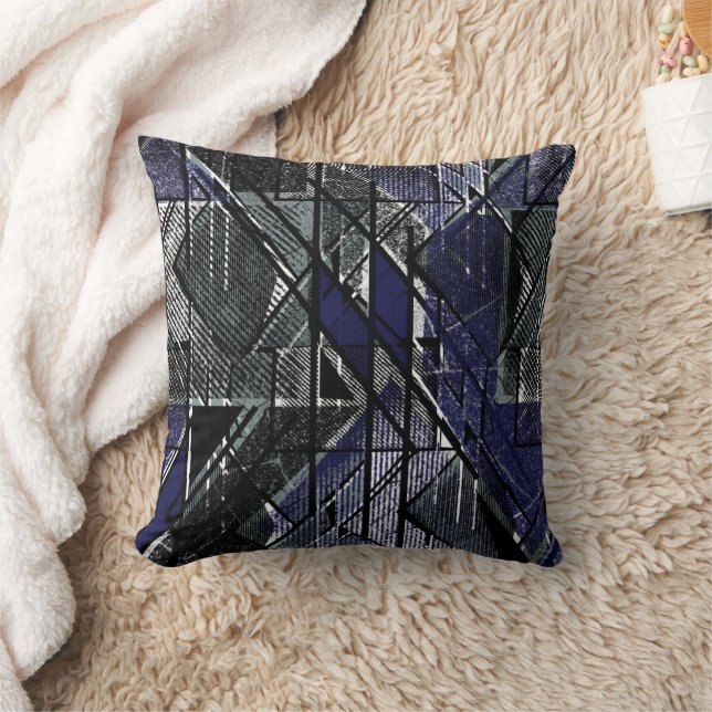 Geometric grunge print kudde (Filt)