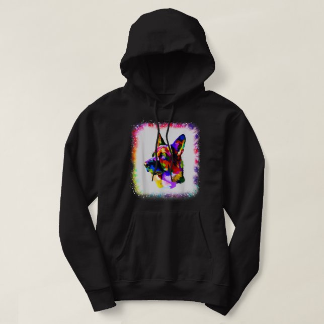 Geometric GSD German Shepherd Hund Boy Tie Dye Hoodie (Design framsida)