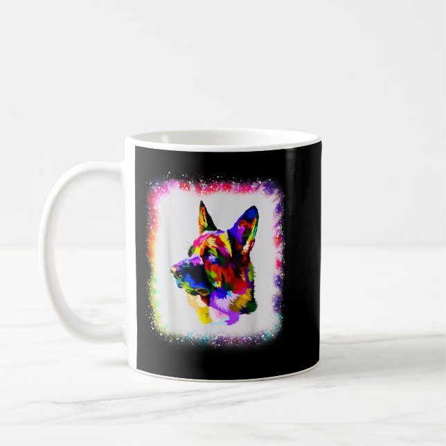 Geometric GSD German Shepherd Hund Boy Tie Dye Kaffemugg (Vänster)