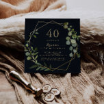 Geometric Guld Blue Grönt 40:e födelsedagen Party Inbjudningar<br><div class="desc">Den här geometriska grönten guld blå 40-årsfestinbjudan är perfekt för en enkel födelsedagsfest. Utformningen har handmålad vacker grönt som lämnar i mörk blått bakgrund och lägger till ett guld geometriskt ram.</div>