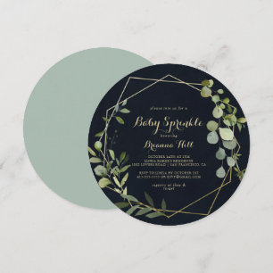 Geometric Guld Blue Grönt Baby Sprinkle Inbjudningar
