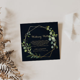 Geometric Guld Blue Grönt Bröllop Wishing-brunn Tilläggskort