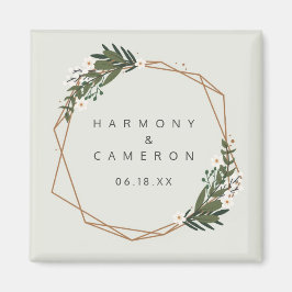 Geometric Guld Boho Greenery Wedding Favor Magnet