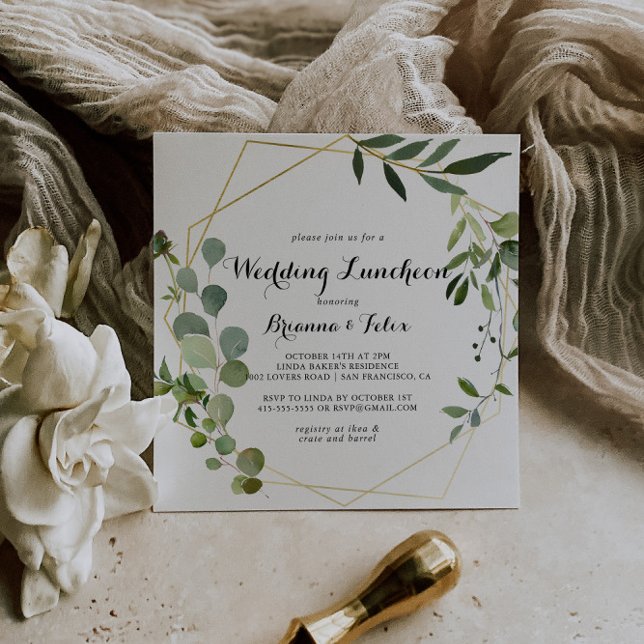 Geometric Guld Bröllop Luncheon Möhippa Inbjudningar (Skapare uppladdad)