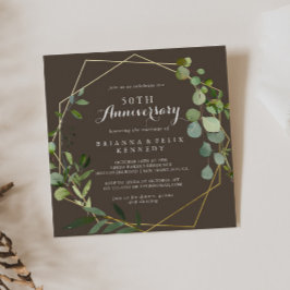 Geometric Guld Brown 50-årsdagen Bröllop Inbjudningar