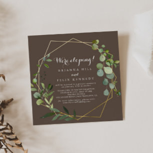 Geometric Guld Brown Grönt Elopement Recept Inbjudningar