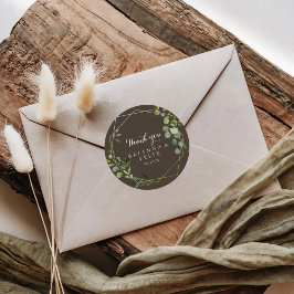 Geometric Guld Brown Tack Wedding Favor Runt Klistermärke