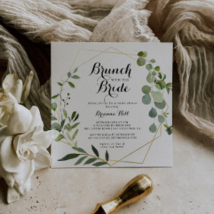 Geometric Guld Brunch med Bride Shower Inbjudningar