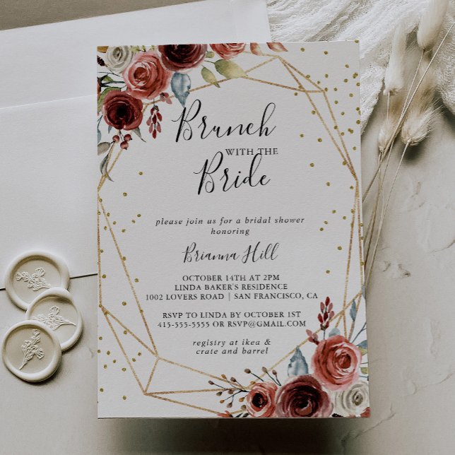 Geometric Guld Brunch med Bride Shower Inbjudningar (Skapare uppladdad)