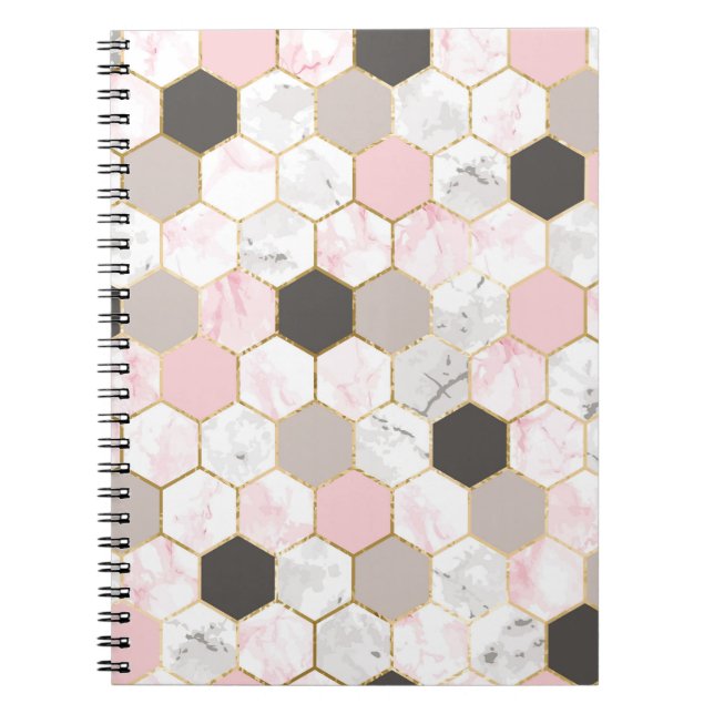 Geometric guld foil, marble hexagon mönster. anteckningsbok (Framsidan)