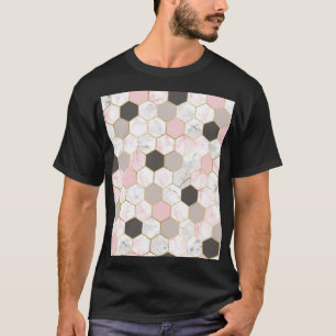 Geometric guld foil, marble hexagon mönster. t shirt