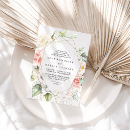 Geometric Guld Foliage Blommigt Diamond Bröllop Inbjudningar