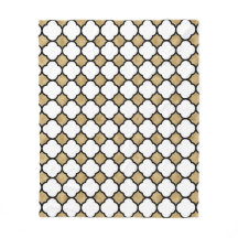 Geometric Guld Glitter Black White Quatrefoil