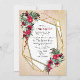 Geometric - Guld Glitter Burgundy Bouquets Inbjudningar