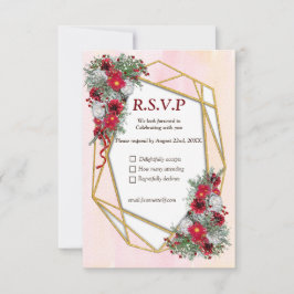 Geometric - Guld Glitter Burgundy Flowers OSA Kort