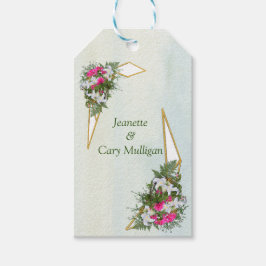Geometric - Guld Glitter Flower Bouquet Gift Märkr Presentetikett
