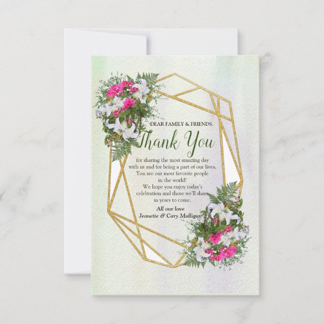 Geometric Guld Glitter Flower Bouquet OSA Kort (Framsida)