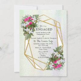 Geometric - Guld Glitter Flower Bouquet Theme Inbjudningar