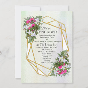 Geometric - Guld Glitter Flower Bouquet Theme Inbjudningar