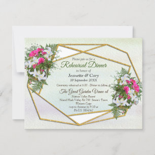 Geometric - Guld Glitter Flower Bouquet Theme Inbjudningar