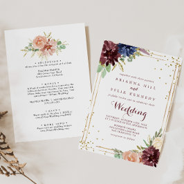 Geometric Guld Glitter Front & Back Bröllop Inbjudningar