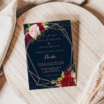 Geometric Guld Glitter och Red Tropical Bröllop