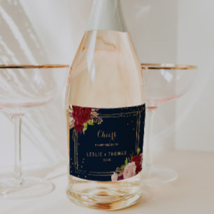 Geometric Guld Glitter Red Tropical Bröllop